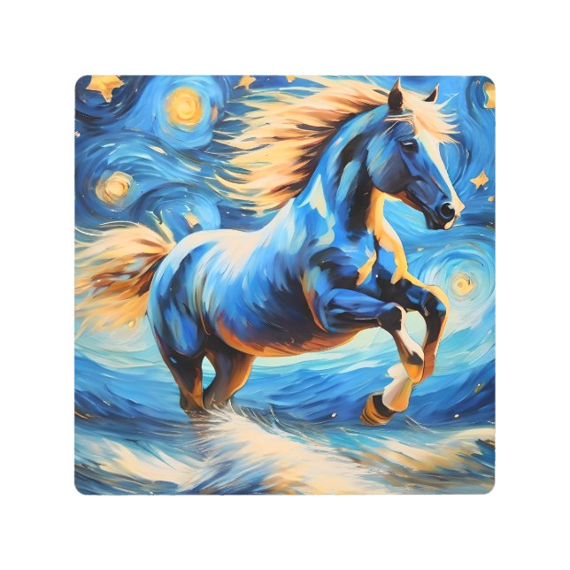 Blue Horse Metal Print (Front)