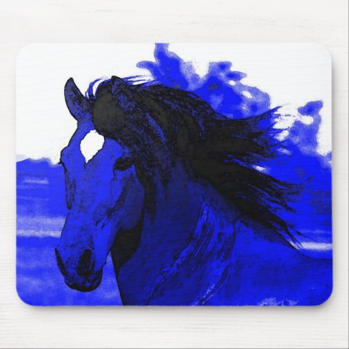 Blue Horse Mouse Pad