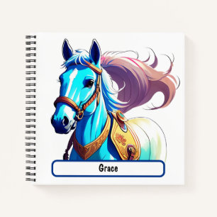 Blue Horse Notebook With Custom Nametag