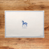 Blue Horse Painting Modern Equestrian Personalized Cloth Placemat