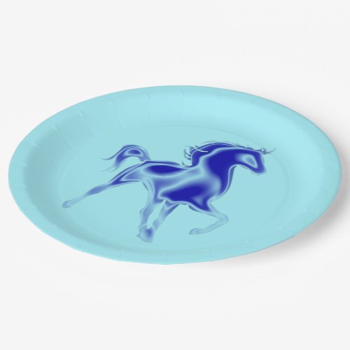 Blue Horse Paper Plates Custom Colors