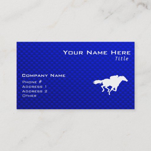 Customizable Blue Horse Racing Business Cards