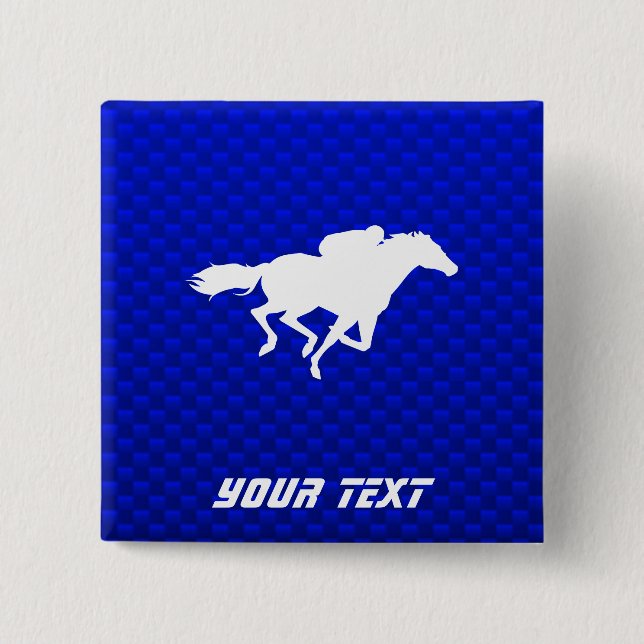 Blue Horse Racing Button (Front)