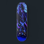 Blue Horse Running In Starry Night Skateboard<br><div class="desc">Neon Blue Horse Running At Moonlight Starry Night Magic Animal Drawing - Choose / Add Your Unique Text / Color - Make Your Special Gift - Resize and move or remove and add elements / image with customization tool ! - Drawing and Design by MIGNED. You can also transfer my...</div>