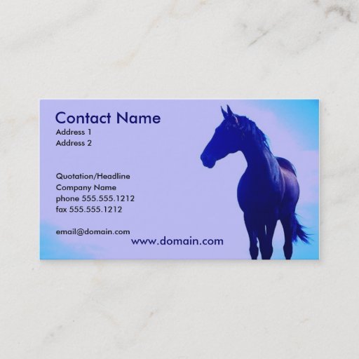 Customizable Blue Horse Silhouette Business Card