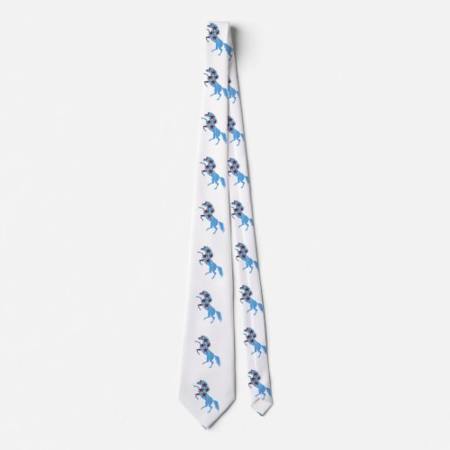 Blue horse silhouette neck tie