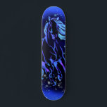 Blue Horse Skateboard<br><div class="desc">Skateboards with Neon Blue Horse Running At Moonlight Starry Night Magic Horses Drawing - or Choose / Add Your Unique Text / Color - Make Your Special Skateboard Gift - Resize and move or remove and add elements / image with Customization tool ! Drawing and Design by MIGNED. You can...</div>