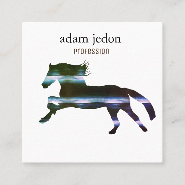 Blue Horse Square Business Card (Front)