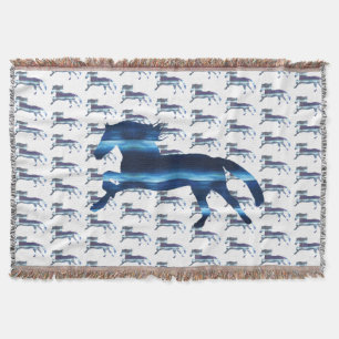 Blue Horse Throw Blanket