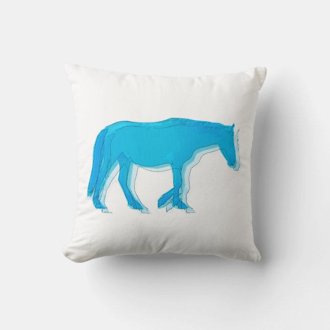 Blue Horse Throw Pillow (Front)
