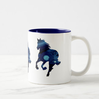 Blue horse Two-Tone Mug