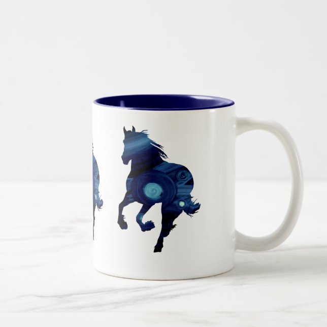 Blue horse Two-Tone Mug (Right)