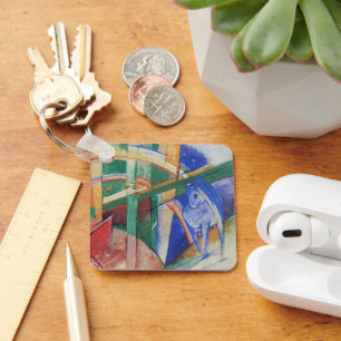 Blue Horse with Rainbow by Franz Marc Keychain
