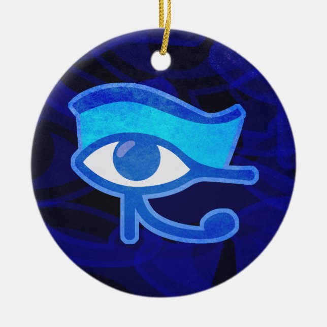 Blue Horus Eye Ceramic Ornament (Front)