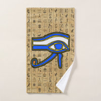 Blue Horus Eye On Hieroglyphs