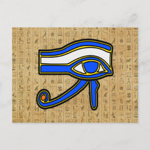 Blue Horus Eye On Hieroglyphs Postcard