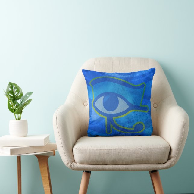 Blue Horus Eye Throw Pillow (Chair)