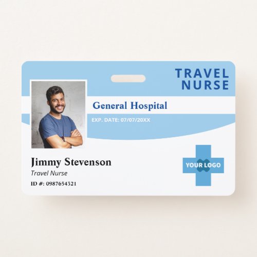 Blue Hospital Employee Photo ID With Logo Badge