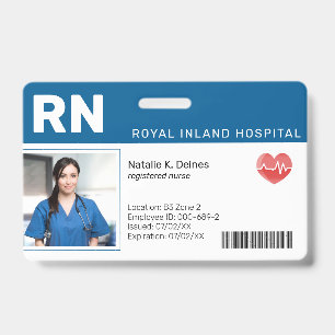 Blue Hospital Medical Employee Photo ID Badge