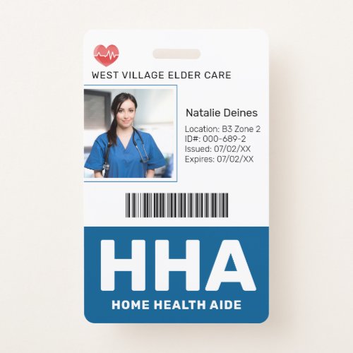 Blue  Hospital Medical Employee Photo ID Badge