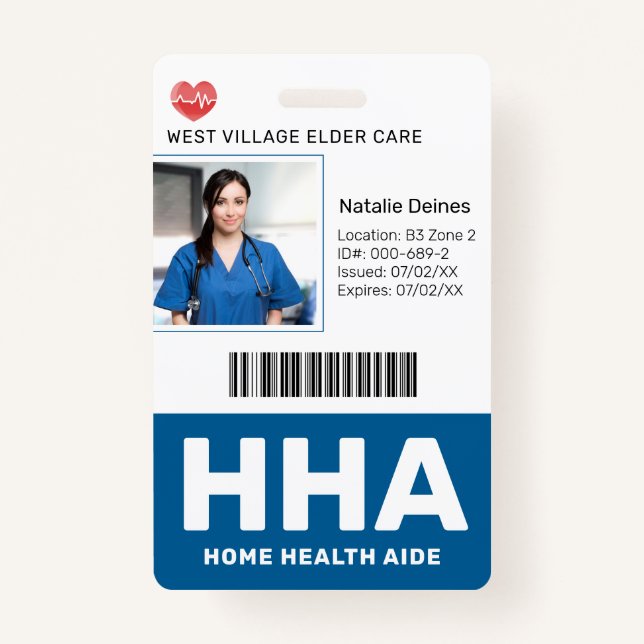 Blue | Hospital Medical Employee Photo ID Badge (Front)