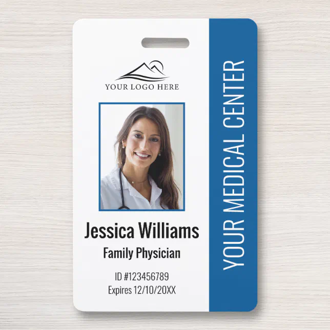 Blue Hospital Medical Employee Photo ID Badge | Zazzle