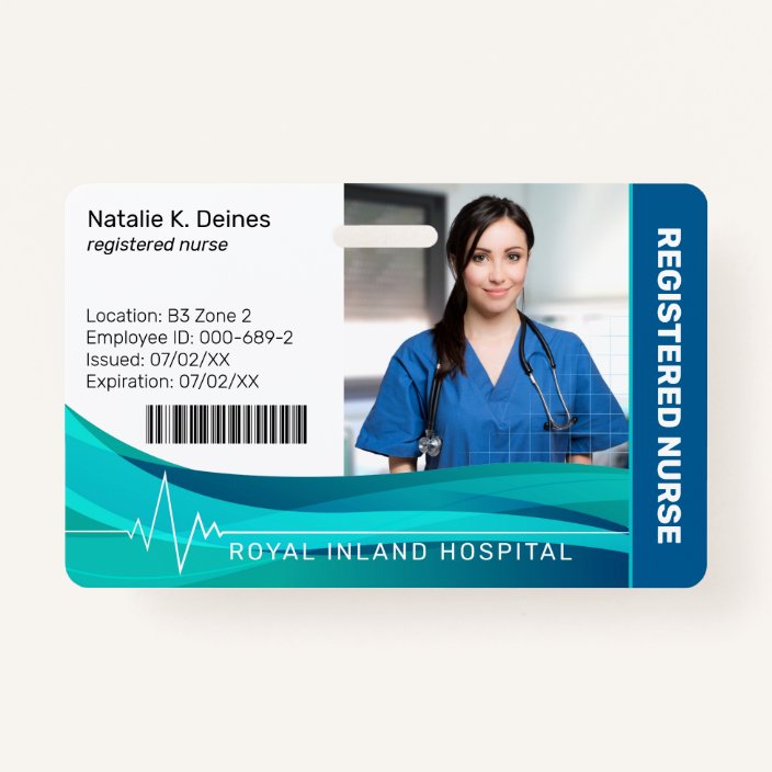 Blue Hospital Medical Employee Photo Id Badge Zazzle Com