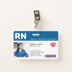 Blue | Hospital Medical Employee Photo ID Badge | Zazzle