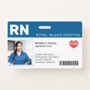 Blue | Hospital Medical Employee Photo Id Badge at Zazzle