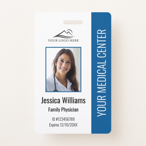 Blue Hospital Medical Employee Photo ID Badge | Zazzle