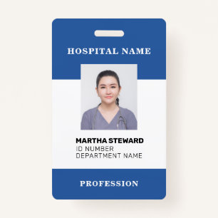 Blue Hospital Nurse Medical Employee Photo Company Badge