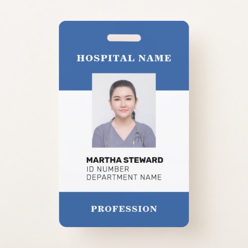 Blue Hospital Nurse Medical Employee Photo Company Badge