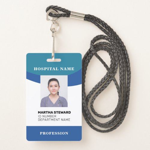 Blue Hospital Nurse Medical Employee Photo Company Badge