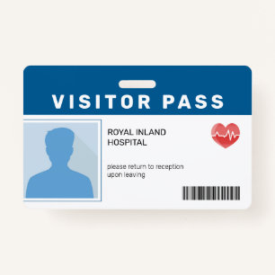 Blue Hospital Visitor Pass ID Badge