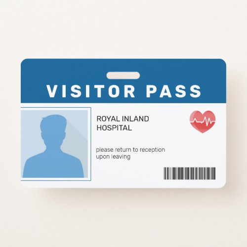 Blue  Hospital Visitor Pass ID Badge