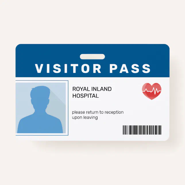 Blue | Hospital Visitor Pass ID Badge | Zazzle