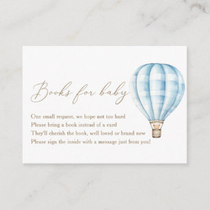  Blue Hot Air Ballon Baby Shower Books For Baby Enclosure Card