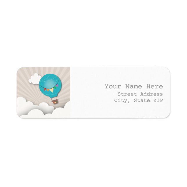 Blue Hot Air Balloon Address Label (Front)
