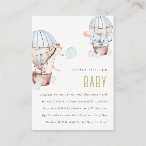 Blue Hot Air Balloon Animals Books For Baby Shower