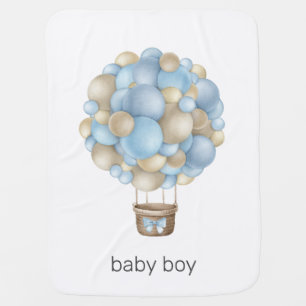 Blue Hot Air Balloon Baby Blanket