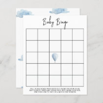 Blue hot air balloon - Baby shower bingo game