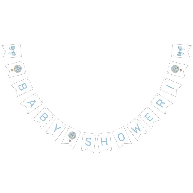Blue Hot Air Balloon Baby Shower Bunting Flags (All)