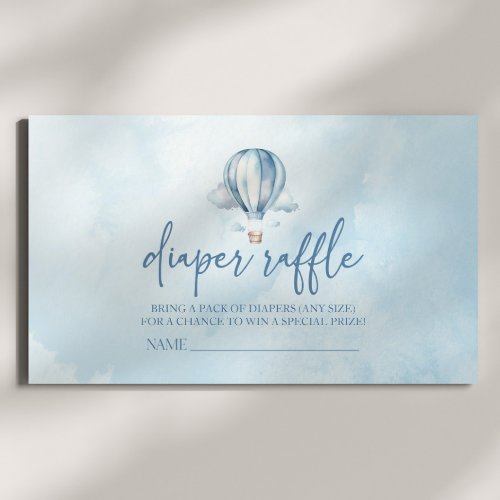 Blue Hot Air Balloon Baby Shower Diaper Raffle Enclosure Card