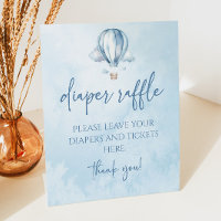 Blue Hot Air Balloon Baby Shower Diaper Raffle