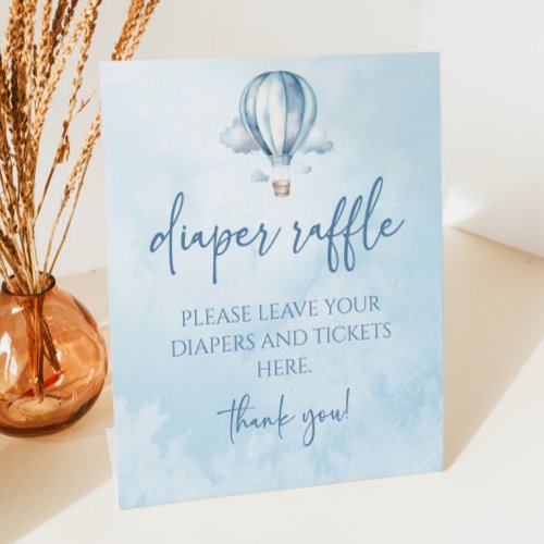 Blue Hot Air Balloon Baby Shower Diaper Raffle