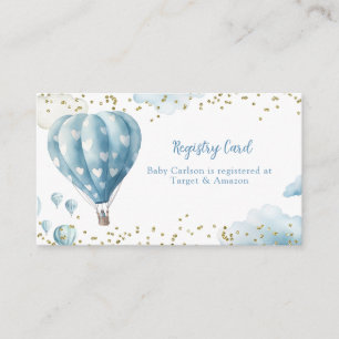 Blue Hot Air Balloon Baby Shower Enclosure Card