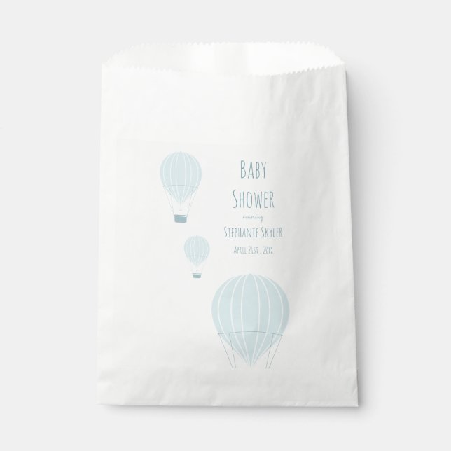 Blue Hot Air Balloon | Baby Shower Favor Bags (Front)