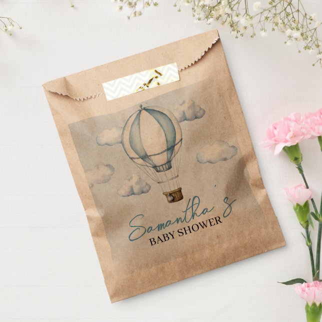 Blue Hot Air Balloon Baby Shower Favor Bags (Sealed)