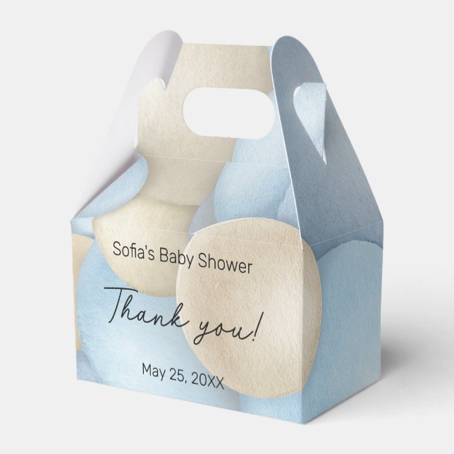 Blue Hot Air Balloon Baby Shower Favor Boxes (Back Side)