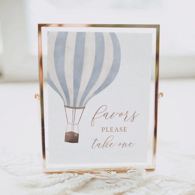 Blue Hot Air Balloon Baby Shower Favors Sign (Creator Uploaded)